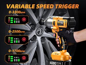 TaskStar 1200N.m Cordless Impact Wrench, 1/2 inch 886ft-lbs High Torque Impact Gun with 2x 4.0Ah Battery, Fast Charger & 5 Sockets Package Box Extension Bar Driver Bit Power Tools Ratchet Wrench
