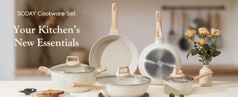 SODAY Pots and Pans Set Non Stick, 12Pcs Kitchen Cookware Sets Non-toxic Healthy Nonstick Kitchen Cooking Set with Frying Pans, Saucepans,Glass lid,Kitchenware,stock up on specials,New Year Sale Aluminium Durable Bakelite Handle SODAY Pots and Pans Set Non Stick, 12Pcs Kitchen Cookware Sets Non-toxic Healthy Nonstick Kitchen Cooking Set with Frying Pans, Saucepans,Glass lid,Kitchenware,stock up on specials,New Year Sale Aluminium Durable Bakelite Handle