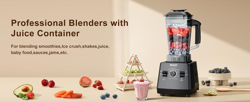 Prasky Professional Blender,Kitchen for Blender 68oz BPA Free 2 Containers Countertop Blenders Ice Crushing&Max.2400Watts/1000Watts Blender and Grinder Combo 25000RPM , Smoothies/Juice/Nuts BUTTER/Food Processor/Kitchen Appliances /SMARTLIVING