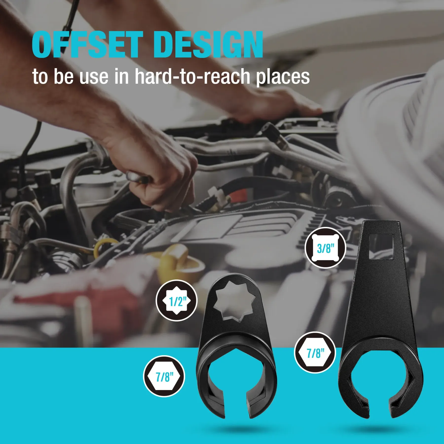 Juego de 7 vasos para sensor de oxígeno y presión de aceite (paquete de 7), con accionamiento de 1/2" y 3/8" x llave de vaso para oxígeno de 22 mm (7/8"), 27 mm y 29 mm, herramienta para extraer el sensor de O2.