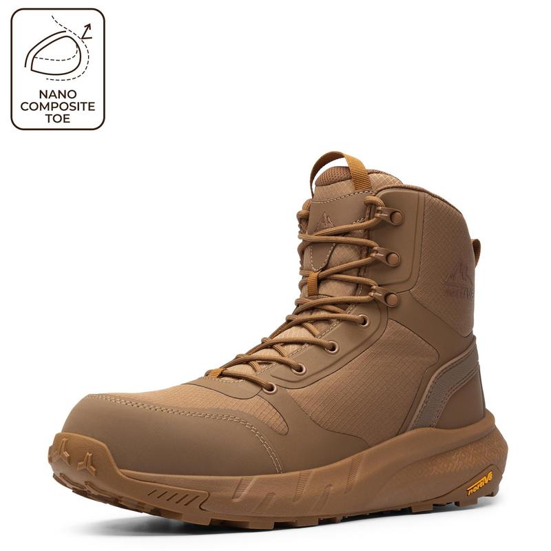 【Puntera de nanocompuesto】Botas de trabajo para hombre con puntera de nanocompuesto de 8 pulgadas, certificación ASTM F2413-18, botas de seguridad con cremallera lateral para construcción y almacén, modelo Metrostrike-Nano, color negro, para todas las est