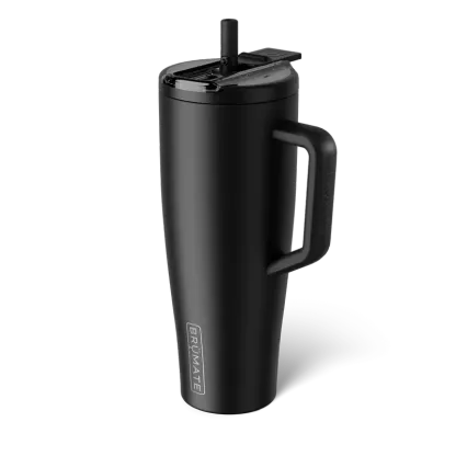Vaso térmico BrüMate Era Flip de 40 oz con pajita abatible y asa | 100% a prueba de fugas | Mantiene el hielo por más de 24 horas | Base compatible con portavasos