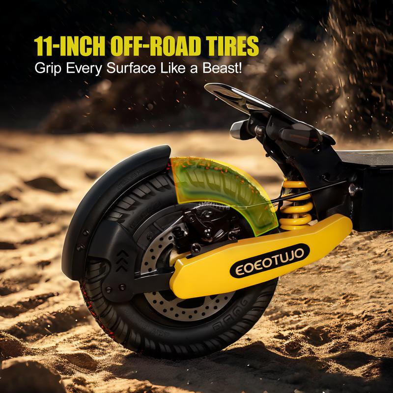 Patinete Eléctrico Todoterreno Plegable, Motor 1200W, Velocidad Hasta 30 mph (20/40 mi), Doble Amortiguación, Capacidad 330 lb, Plegado en 3 Segundos