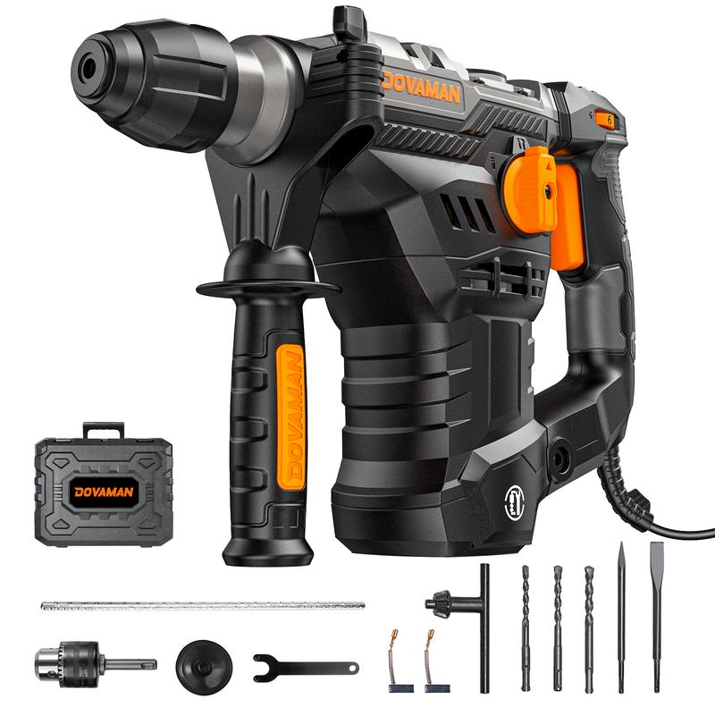 Taladro percutor rotativo RH15A SDS-Plus de 1-9/16'', 4 funciones en un solo mando, embrague de seguridad, 6 velocidades, 4350 golpes por minuto / 900 RPM, apto para hormigón, madera y acero.