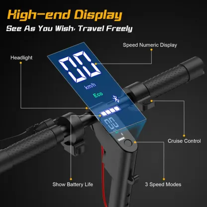 Patinetes eléctricos DXH: neumáticos de 10 pulgadas, para adultos, con motor de 500 W, hasta 19 MPH y 20 millas de autonomía. Potente patinete eléctrico compatible con aplicación móvil, portátil y equipado con luces; modelo plegable con sistema de doble f