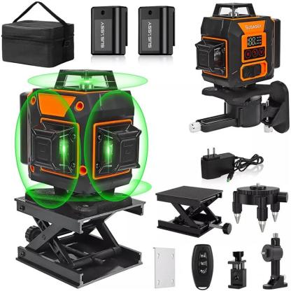 Nivel Láser Autonivelante 360° 16 Líneas Verde Con Trípode Nivel Láser 16 Líneas 4x360° Verde 2 Batería Recargable con Control Remoto