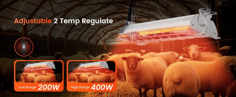 400W Large Chicken Coop Heater, Carbon Fiber Heating Lamp Outdoor Winter, Protable 2 Mode Temp & Hanging Height for Coop Rabbits Livestock Heating Plate Chicks Poultry House 400W Large Chicken Coop Heater, Carbon Fiber Heating Lamp Outdoor Winter, Protable 2 Mode Temp & Hanging Height for Coop Rabbits Livestock Heating Plate Chicks Poultry House