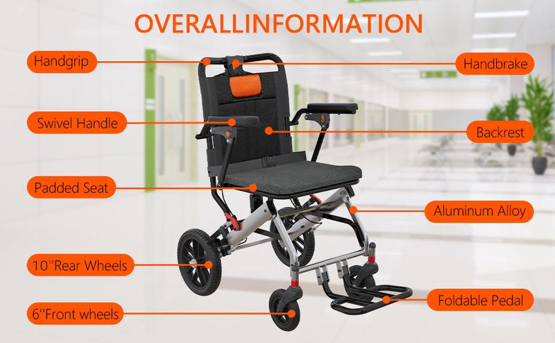 【GARVEE】Lightweight Folding Wheelchair for Seniors with Aviation Aluminum Frame, Flip Armrests, Secure Brakes, Spacious Seating, Ideal for Safe Transfers Indoors and Outdoors in Gray Orange 【GARVEE】Lightweight Folding Wheelchair for Seniors with Aviation Aluminum Frame, Flip Armrests, Secure Brakes, Spacious Seating, Ideal for Safe Transfers Indoors and Outdoors in Gray Orange