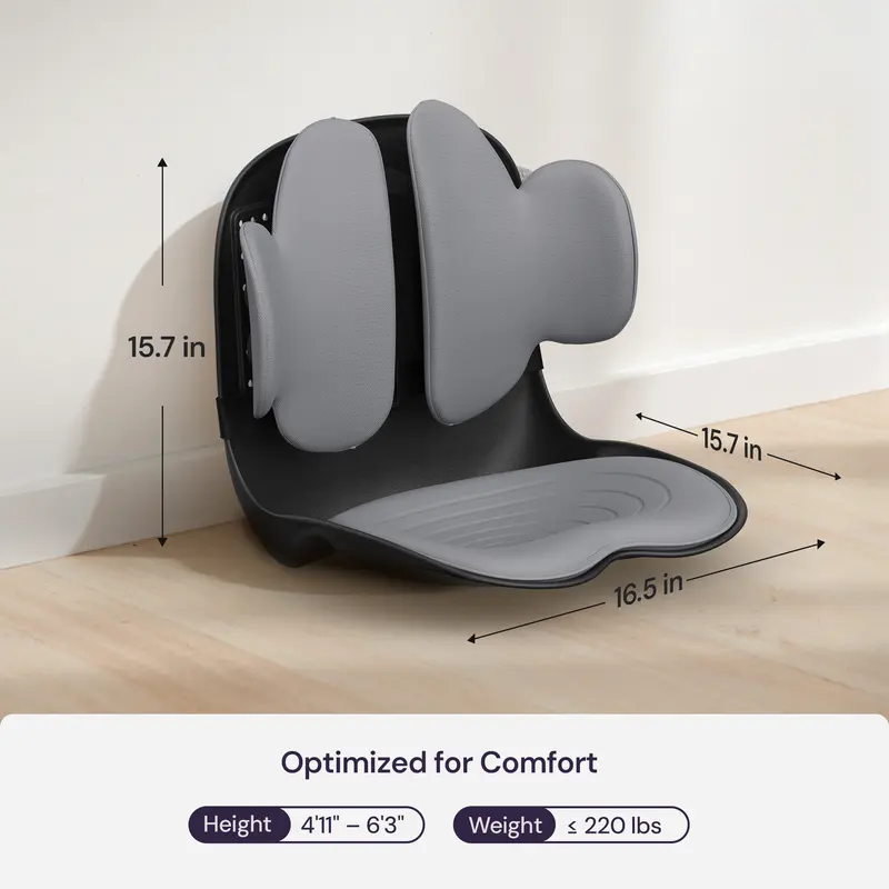 Cabevibe Soporte Lumbar – Corrige la postura y alivia el dolor de espalda baja | Soporte ergonómico de silicona para sillas (SpineSeat) | Uso en oficina, automóvil y hogar | Regalo para hombres y mujeres | Negro