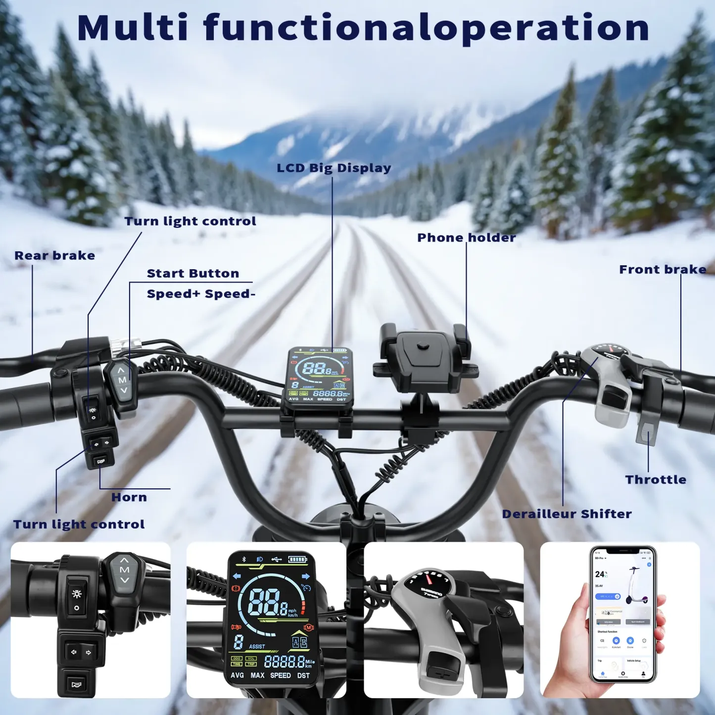 Bicicleta eléctrica, equipada con cuadro de acero de alto carbono, sistema de suspensión completa, velocidad máxima de 25 mph, 48 V 648 Wh, autonomía con asistencia al pedaleo de 30 a 70 millas, neumáticos todoterreno de 16 pulgadas. Motocicleta todoterre