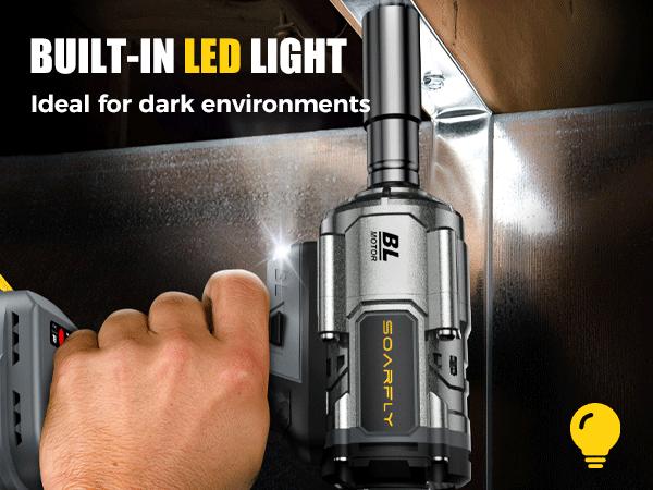 SOARFLY 1200NM (900FT-LBS) Cordless lmpact Wrench, For Automobiles, Trucks, 2x 4.0Ah Batteries, Fast Charger, 3000RPM, 5 Sockets & 1 Extension Bar High Torque Impact Power Tool Compatible