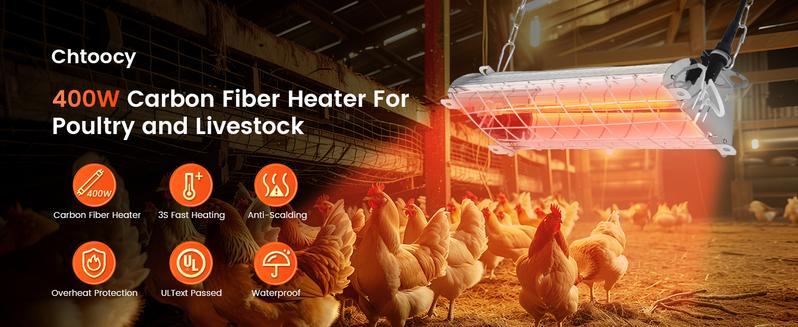 400W Large Chicken Coop Heater, Carbon Fiber Heating Lamp Outdoor Winter, Protable 2 Mode Temp & Hanging Height for Coop Rabbits Livestock Heating Plate Chicks Poultry House 400W Large Chicken Coop Heater, Carbon Fiber Heating Lamp Outdoor Winter, Protable 2 Mode Temp & Hanging Height for Coop Rabbits Livestock Heating Plate Chicks Poultry House