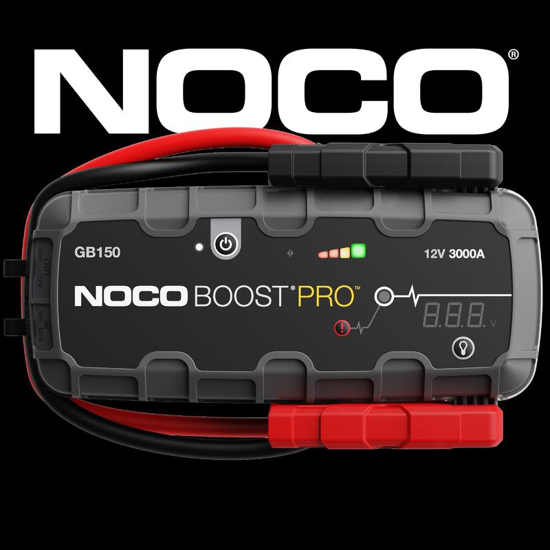 Arrancador de batería portátil NOCO Boost Pro GB150 de 3000 A con tecnología UltraSafe para motores de gasolina de hasta 9.0 L y diésel de hasta 7.0 L.
