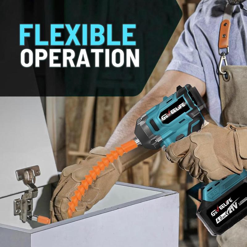 GEVEELIFE Llave de Impacto Inalámbrica 1/2" de Alto Torque 1200 N.m (900 Ft-lbs), Motor Sin Escobillas, Kit con 2 Baterías 4.0Ah, Cargador Rápido y 6 Dados, Herramienta Eléctrica para Camiones, RV y Autos