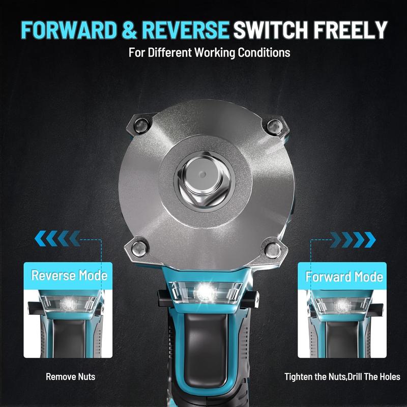 GEVEELIFE Llave de Impacto Inalámbrica 1/2" de Alto Torque 1200 N.m (900 Ft-lbs), Motor Sin Escobillas, Kit con 2 Baterías 4.0Ah, Cargador Rápido y 6 Dados, Herramienta Eléctrica para Camiones, RV y Autos