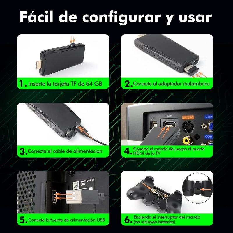Consola de Juegos A-USB para Hogar – Paquete Completo con USB y 2 Mandos, Disfruta Juegos en 4K, Más de 20,000 Juegos Incluidos