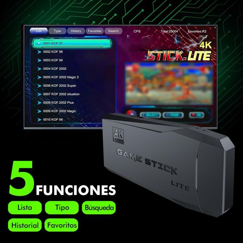 Consola de Juegos A-USB para Hogar – Paquete Completo con USB y 2 Mandos, Disfruta Juegos en 4K, Más de 20,000 Juegos Incluidos