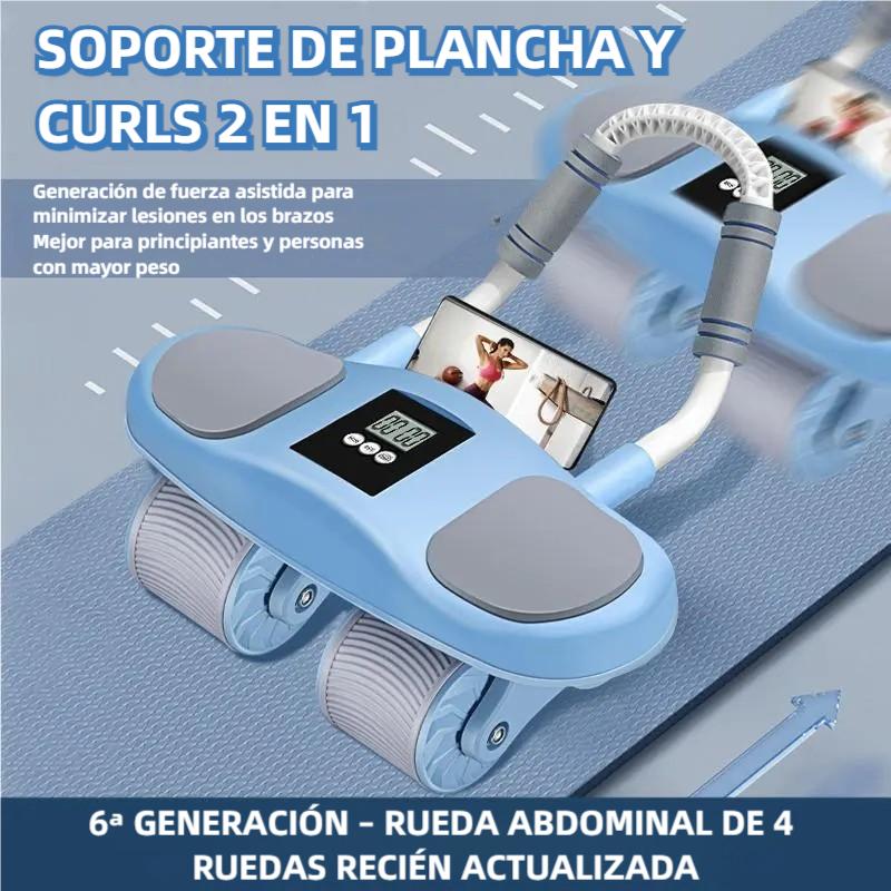 Rueda Abdominal de 4 Ruedas para Hombres y Mujeres – Equipo de Fitness para el Hogar con Soporte de Codos, Rebote Automático, Entrenamiento de Abdomen y Vientre Plano