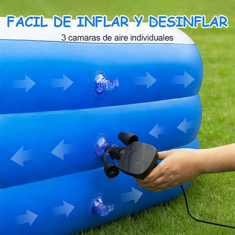Piscina Hinchable Rectangular para Toda la Familia – 210×135×50 cm, PVC Resistente para Exterior, Ideal para Reuniones, Fiestas de Verano y Ocio en el Jardín