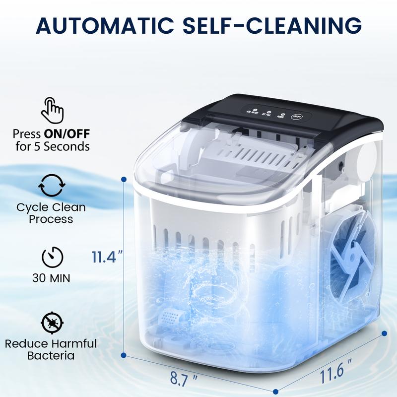 Máquina de Hielo COWSAR de Encimera – 12 kg en 24h, 9 Cubos en 6 Minutos, Función de Autolimpieza, Acero Inoxidable o ABS, Portátil para Cocina, Hogar, Oficina, Fiesta y RV