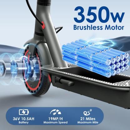 Scooter Eléctrico Plegable 350W – Velocidad Máx. 30 km/h, Autonomía hasta 19 km, Ruedas de 8.5", con App, Ideal para Adultos y Uso Urbano