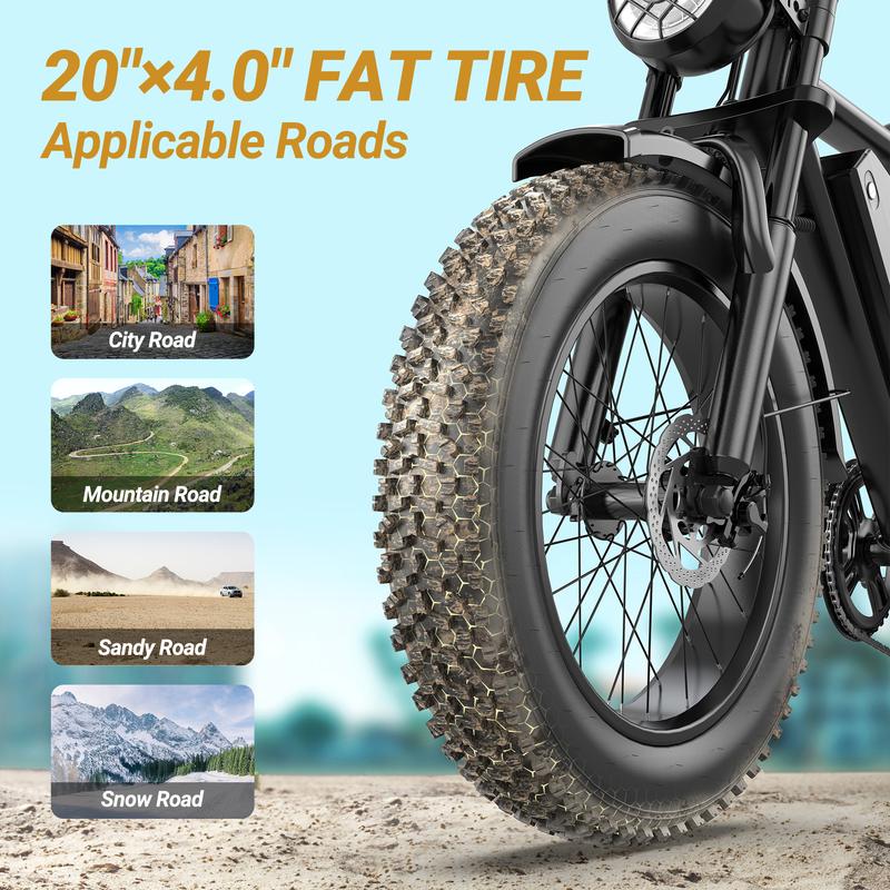 Bicicleta Eléctrica VOLTVOGUE – Potencia Pico 1500W, Suspensión Completa, Velocidad Máx. 50 km/h, Autonomía 65–110 km, Batería Extraíble 48V 20Ah, Asiento Doble, Llantas Fat de 20", Certificación UL 2849