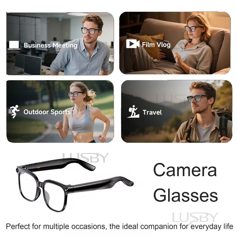 Gafas Inteligentes con Cámara AI – Lentes Fotocromáticos 8MP, Grabación de Video, Traducción en Tiempo Real en 160+ Idiomas, Bluetooth, Control Táctil, Protección UV, Ideales para Viajes y Uso al Aire Libre