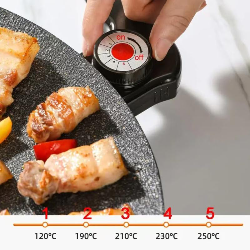 Parrilla Eléctrica Portátil AORAN KITCHEN 1500W, Grill Coreano Antiadherente sin Humo para Interior, Control de Temperatura Ajustable, Plancha Multifuncional para Cocina en Casa