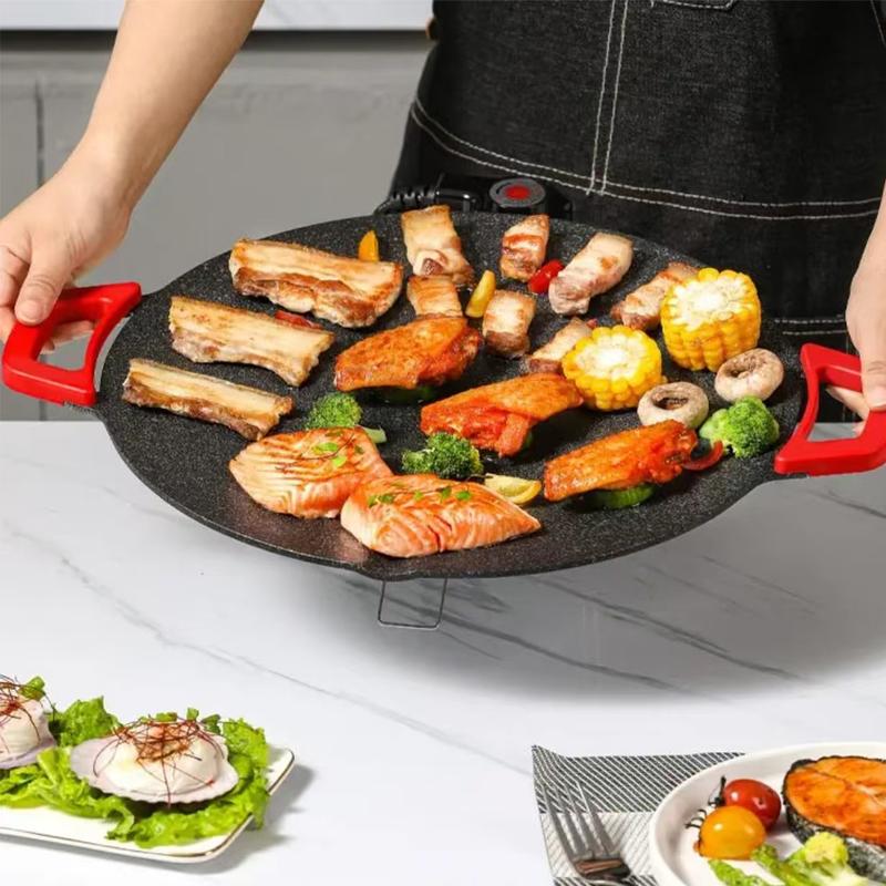 Parrilla Eléctrica Portátil AORAN KITCHEN 1500W, Grill Coreano Antiadherente sin Humo para Interior, Control de Temperatura Ajustable, Plancha Multifuncional para Cocina en Casa