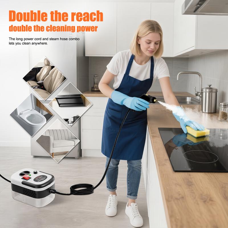 Limpiador a Vapor Portátil 2500W de Alta Presión, Limpiadora de Vapor de Alta Temperatura con 20 Accesorios, Ideal para Cocina, Baño y Detallado de Autos