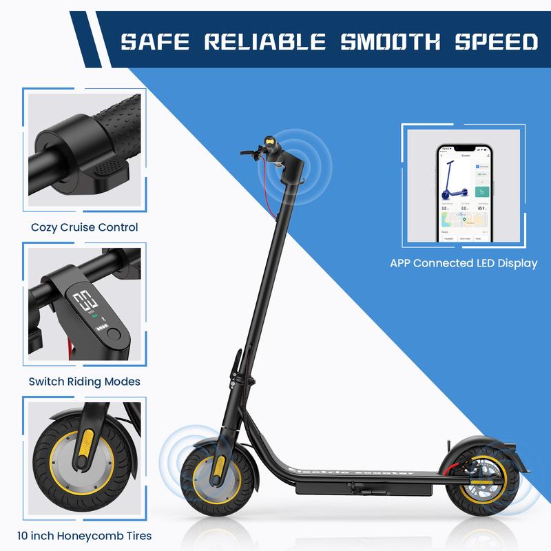 Scooter Eléctrico DXH Delong 500W para Adultos, Velocidad hasta 30 km/h, Llantas de 10", App Inteligente, Plegable con Luces y Doble Freno