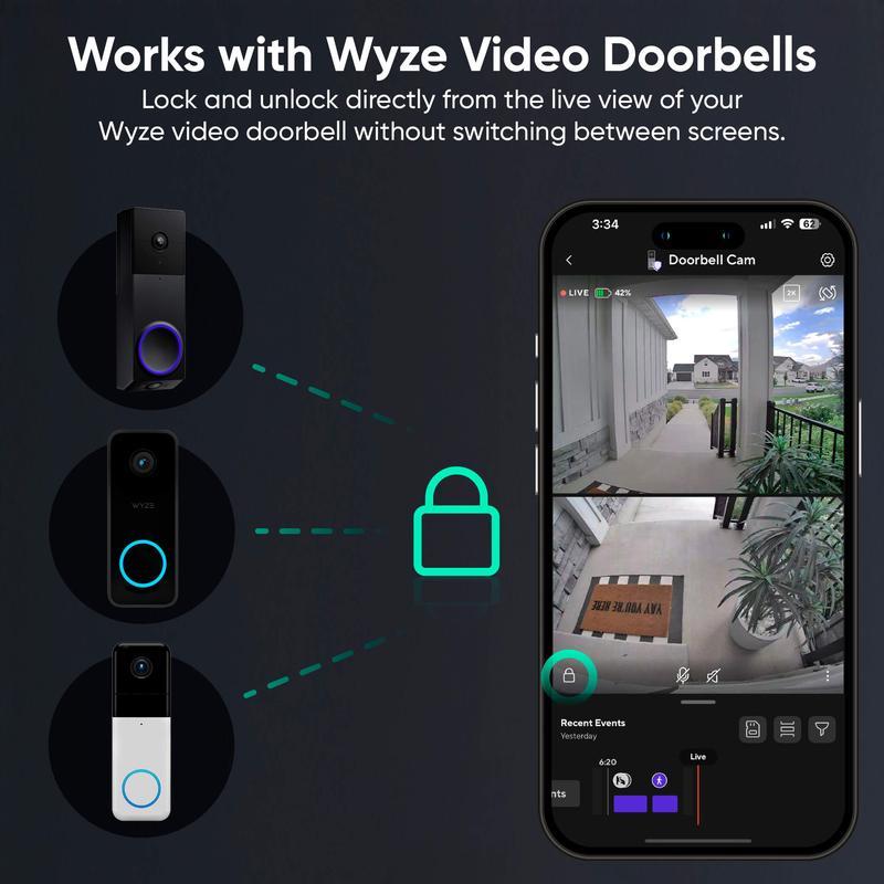 Bloqueo de palma: Cerradura inteligente con reconocimiento de palma de la mano y Wi-Fi para puerta de entrada, entrada sin llave ni contacto, diseño moderno, cierre automático, fácil instalación, reemplazo de cerrojo, resistente a la intemperie IP53.