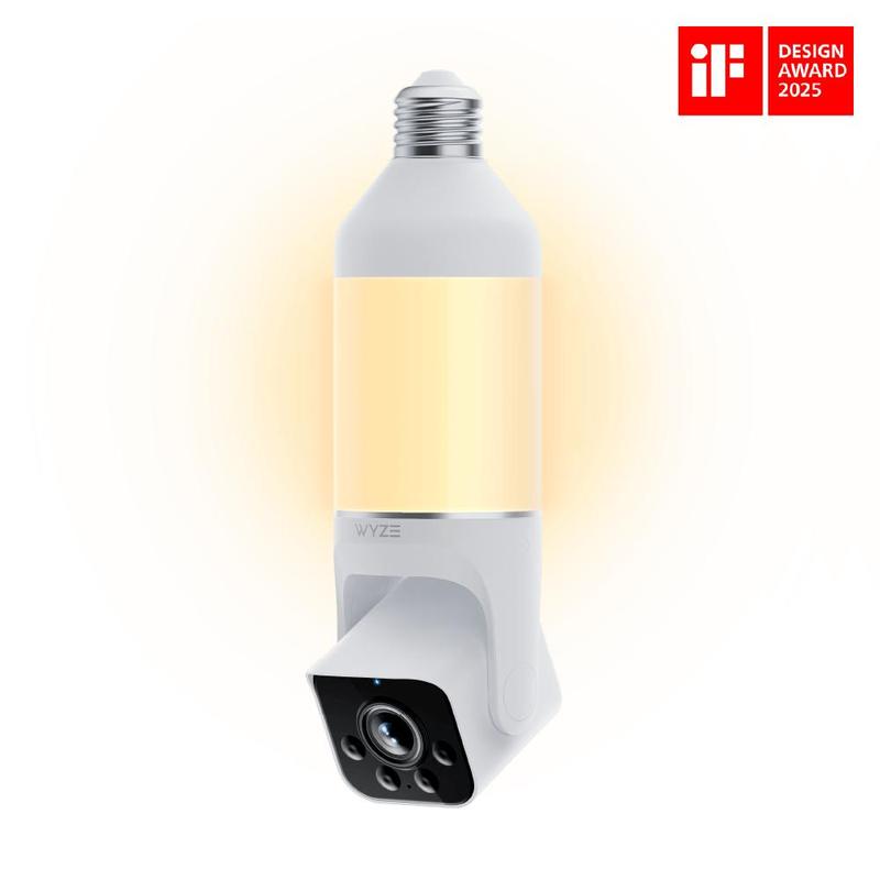 Bulb Cam: cámara de seguridad con bombilla HD 2K, grabación en microSD 24/7, visión nocturna a color, suscripción a IA avanzada opcional para detección de mascotas, paquetes y personas, LED regulable, visión nocturna a color y audio bidireccional.