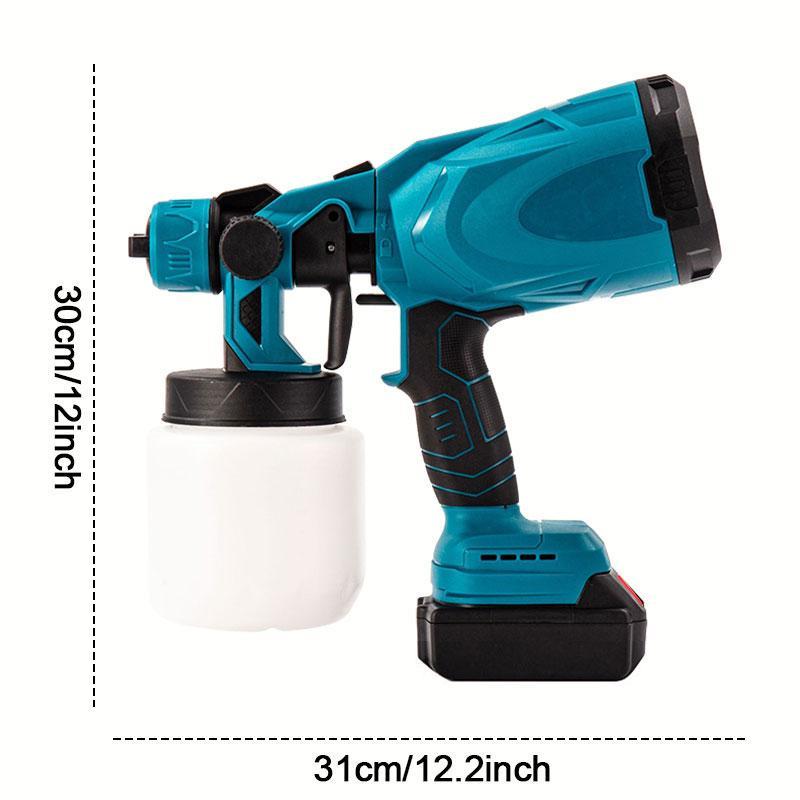 Pulverizador de pintura inalámbrico, pistola pulverizadora de pintura de 600 W con 2 baterías de 2000 mAh, recipiente de 1000 ml, pulverizador de pintura HVLP portátil para interiores y exteriores, pulverizador de pintura eléctrico de 3 patrones para cerc