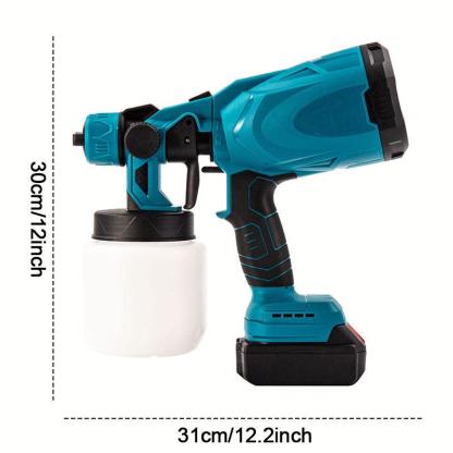 Pulverizador de pintura inalámbrico, pistola pulverizadora de pintura de 600 W con 2 baterías de 2000 mAh, recipiente de 1000 ml, pulverizador de pintura HVLP portátil para interiores y exteriores, pulverizador de pintura eléctrico de 3 patrones para cerc