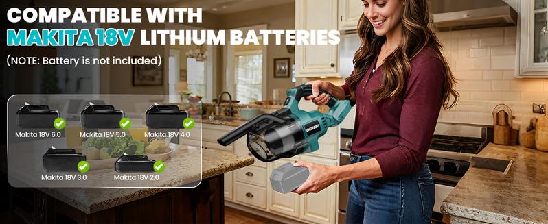 【No Batteries】Handheld Cordless Vacuum for Dewalt 20V Battery, 5 in 1 Handheld Electric Vacuum Cleaner with 500W Powerful Motor, 46 CFM Portable Hand Vacuum with Filtration HEPA for Floor, Carpet, Car (Battery Not Included)