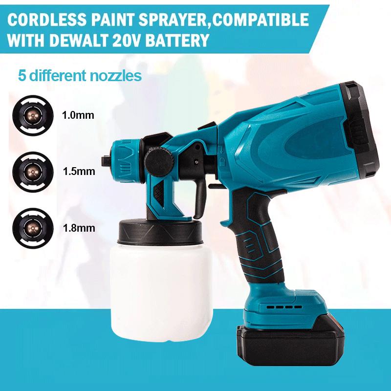 Cordless Paint Sprayer,600W Paint Sprayer Gun with 2 * 2000mAh Batteries,1000ML Container,Handheld HVLP Paint Sprayer for Home Interior and Exterior,3 Patterns Electric Paint Sprayer for Fencing and Decking