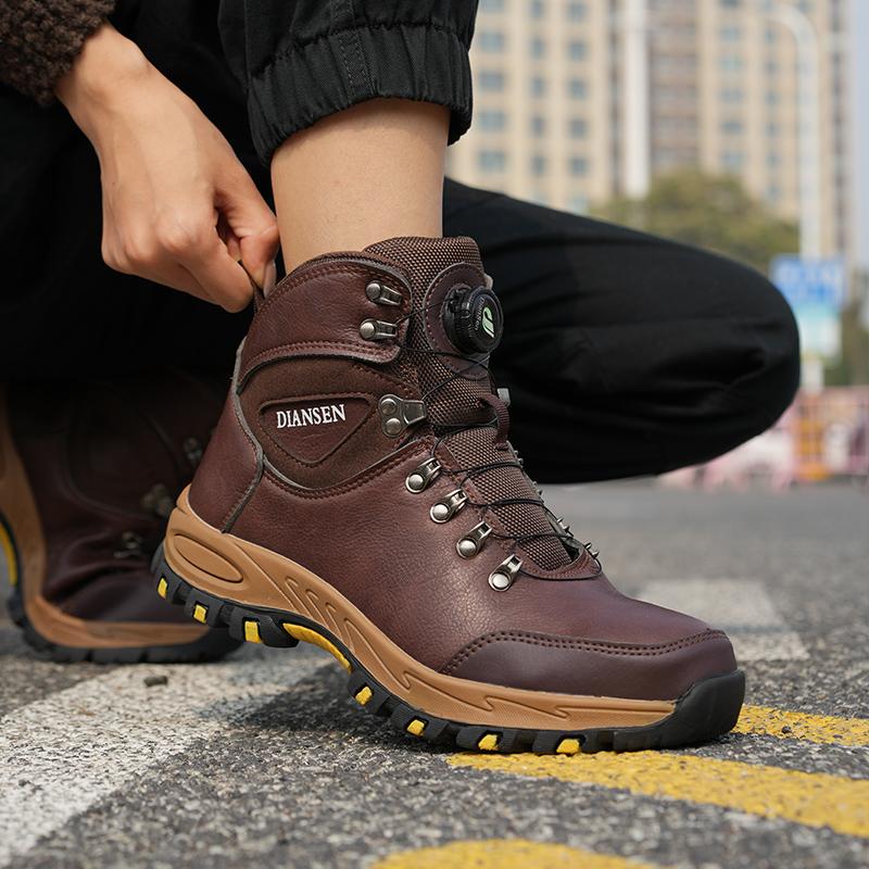 Work Boots Indestructible Safety Shoes Men Steel Toe Shoes Puncture-Proof Sneakers Non Slip Work Shoes New Fashion Rotary Buckle Protective Boots Construction Work Shoes