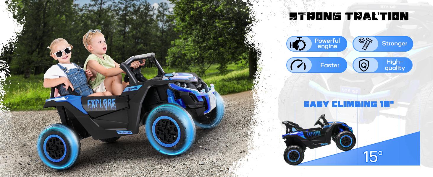 EM-KC03)2 Seater Kids Ride on Car, Electric 4WD Off-Road UTV Truck, 7Ah Large Battery Kids Electric Car with Remote Control, Safety Belt, Horn, Music, and Lights for Kids Aged 3-8 Years Blue EM-KC03)2 Seater Kids Ride on Car, Electric 4WD Off-Road UTV Truck, 7Ah Large Battery Kids Electric Car with Remote Control, Safety Belt, Horn, Music, and Lights for Kids Aged 3-8 Years Blue