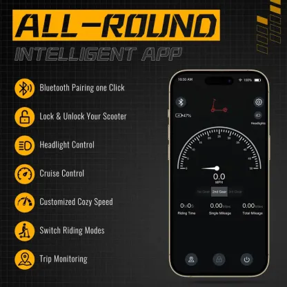 Patinetes eléctricos DXH: neumáticos de 10 pulgadas, para adultos, con motor de 500 W, hasta 19 MPH y 20 millas de autonomía. Potente patinete eléctrico compatible con aplicación móvil, portátil y equipado con luces; modelo plegable con sistema de doble f