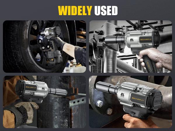 SOARFLY 1200NM (900FT-LBS) Cordless lmpact Wrench, For Automobiles, Trucks, 2x 4.0Ah Batteries, Fast Charger, 3000RPM, 5 Sockets & 1 Extension Bar High Torque Impact Power Tool Compatible