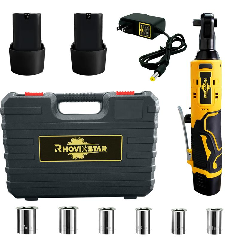 RHOVISTAR Llave de Carraca Eléctrica Inalámbrica｜Ideal para Reparaciones Ligeras y Tareas de Mantenimiento｜Diseño Compacto y Fácil de Usar