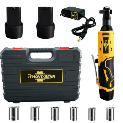 RHOVISTAR Llave de Carraca Eléctrica Inalámbrica｜Ideal para Reparaciones Ligeras y Tareas de Mantenimiento｜Diseño Compacto y Fácil de Usar