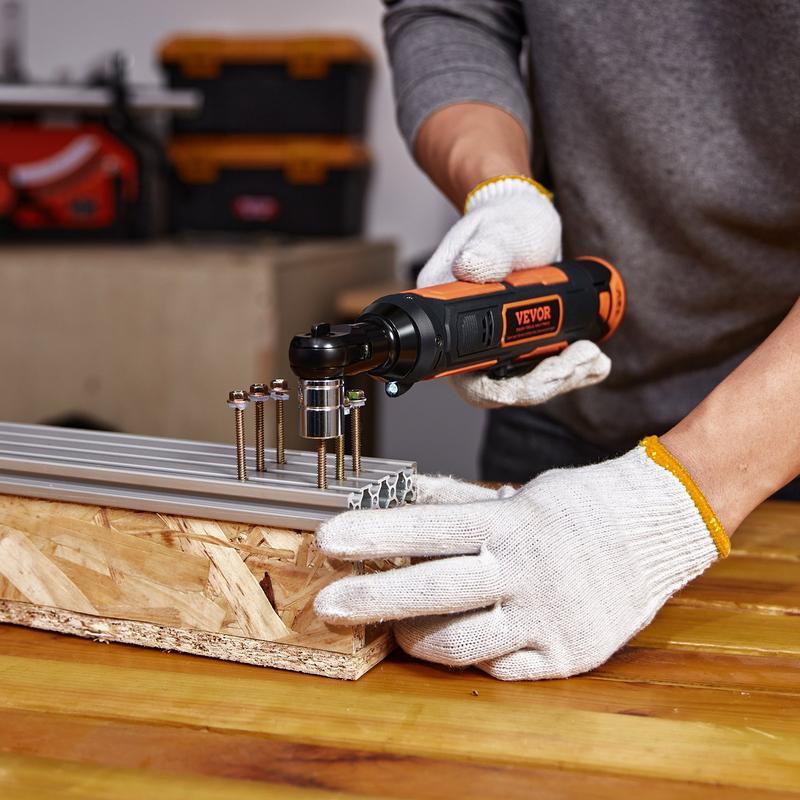 Juego de llave de carraca eléctrica inalámbrica de 3/8", kit de herramienta de carraca de 12 V y 33 lb-pie de potencia, carga rápida en 45 minutos, 2 baterías de 2.0 Ah, luz LED integrada.