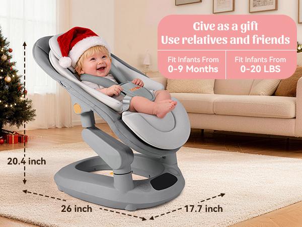 Bionic Dual-rail Multi-Motion Baby Rocker with 5 Speeds 10 Melodies Bluetooth Control Ergonomic Seat Design