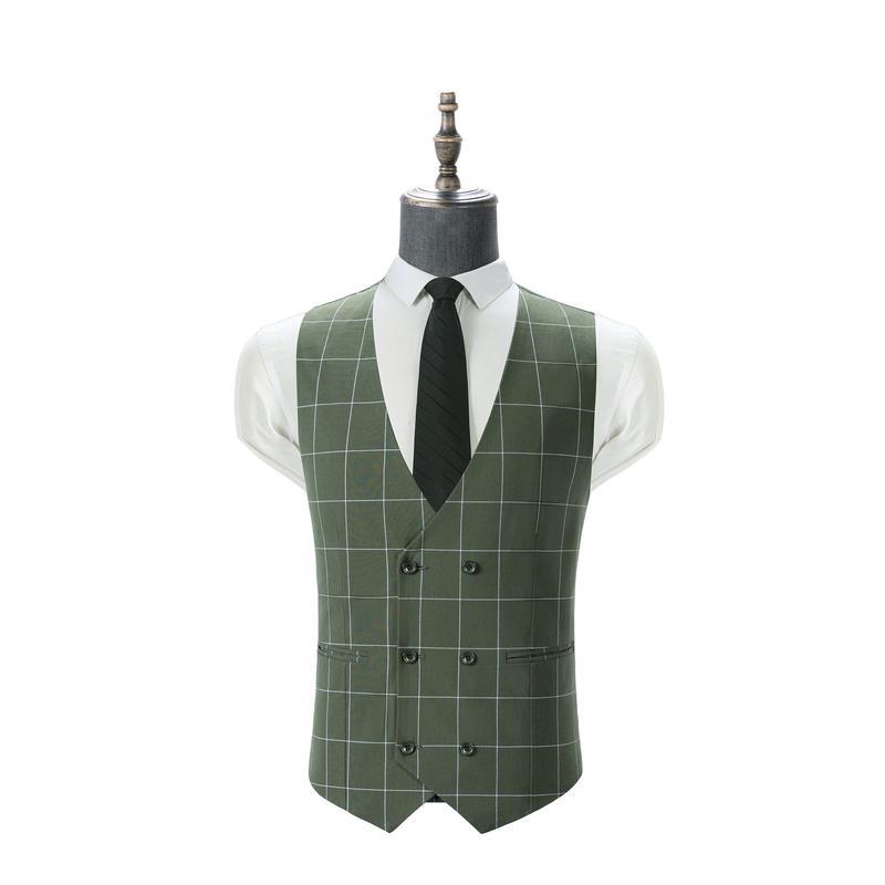 Traje de esmoquin a cuadros para boda para hombre: conjunto cruzado de tres piezas con chaleco para eventos formales, informales y de negocios | Trajes de novio y fiesta