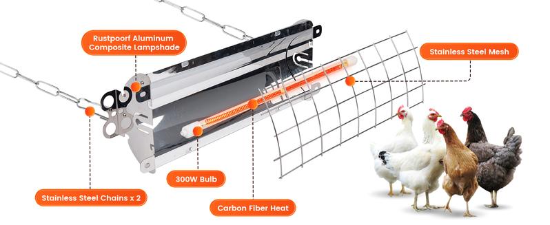 400W Large Chicken Coop Heater, Carbon Fiber Heating Lamp Outdoor Winter, Protable 2 Mode Temp & Hanging Height for Coop Rabbits Livestock Heating Plate Chicks Poultry House 400W Large Chicken Coop Heater, Carbon Fiber Heating Lamp Outdoor Winter, Protable 2 Mode Temp & Hanging Height for Coop Rabbits Livestock Heating Plate Chicks Poultry House