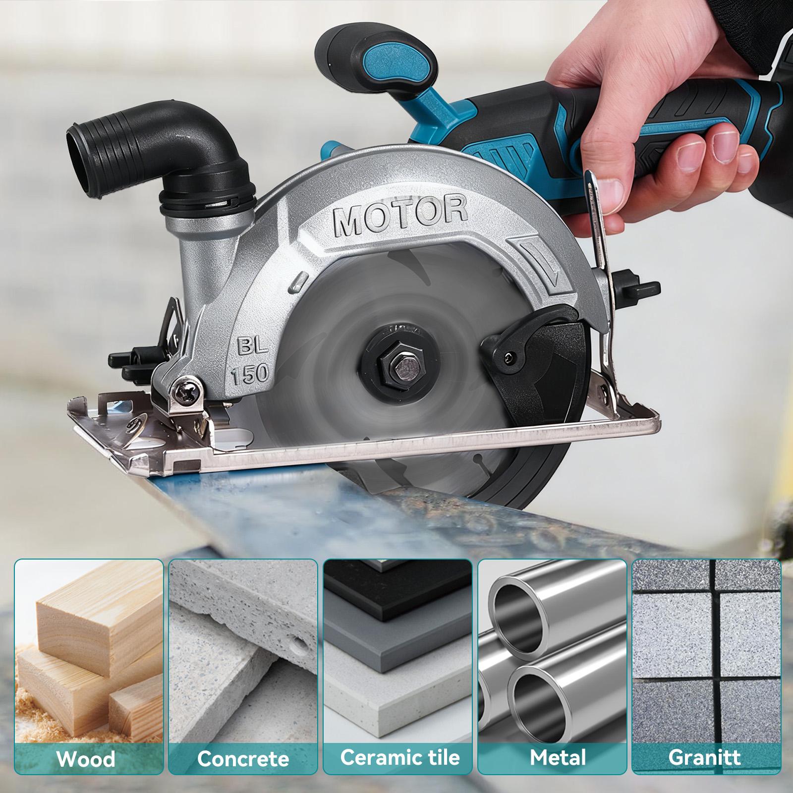 YOFIDRA Cordless Handheld Circular Saw | 48mm Depth/45&deg; Misalignment | Comes with 3 Saw Blades and Dual Batteries | Brushless Motor | Suitable for Wood, Metal, and Stone DIY