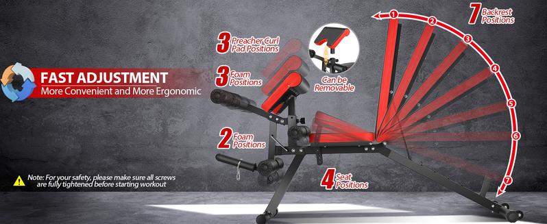 【TikTokShopBlackFriday】OPPSDECOR Olympic 900LBS Adjustable Weight Bench Press with Leg Extension & Preacher Curl Pad for Home Gym Workout Equipment