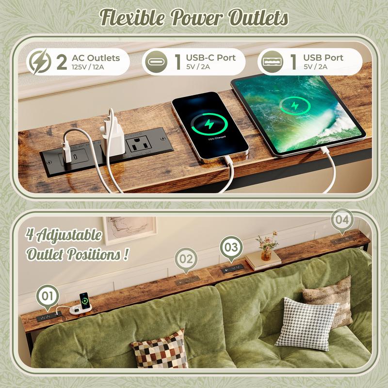 SUPERJARE 78.7 Inch Console Table with Outlet, Sofa Table with Charging Station, Narrow Hallway Entryway Table, Behind Couch Table, for Living Room SUPERJARE 78.7 Inch Console Table with Outlet, Sofa Table with Charging Station, Narrow Hallway Entryway Table, Behind Couch Table, for Living Room